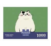 Fat Kitten Simple Drawing Style 1000 Pcs Carton Premium Coffret De Puzzles White Kitten Stimulant Et Éducatif Jeu Créatif Puzzles As Birthday Gifts 70x50cm/1000pcs