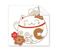Fat Lucky Fortune Cat Fleur en cuivre Japon Culture Lunettes Chiffon Chiffon de Nettoyage Cadeau Nettoyant pour écran de téléphone 5 pcs
