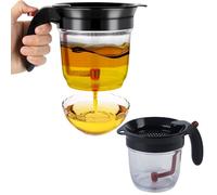 Fat Separator with Bottom Release, 33 Oz Turkey Gravy Separators with Oil Strainer, Grease Separator with Built-in Strainer for Cooking Gravy (2 sets)