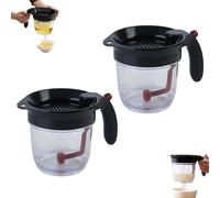 Fat Separator with Bottom Release, Kitchen Pro Fat Separator and Gravy Strainer, Black PP Material Handle, with Strainer Lid,Oil Separators for Broth, Soup, and Cooking (2pc)