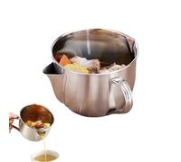 Fat Separator with Dual Spout Design and Handle, Stainless Steel Gravy and Sauce Strainer, Skimming Grease from Roasts Sauces Stock with Cool Touch Handle, for Kitchen Use (500ML)