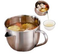 Fat Separator with Dual Spout Design with Cool Touch Handle, 6-Cup Stainless Steel Gravy Fat Separator for Broth, Soup, Stew, Hot Pot, Cool Touch Handle (#M)