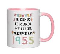 Fatbaby Cadeaux pour le 70e Anniversaire des Femmes, Tasse à Café pour les Septuagénaires, Tasse à Thé Je rends le monde meilleur depuis 1955 11oz