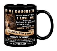 Fatbaby Tasse à café d'anniversaire pour fille de la part de papa, papa à ma fille, cadeau pour la fête des mères, Noël, Thanksgiving, adieu, tasse à thé pour fille, 325 ml