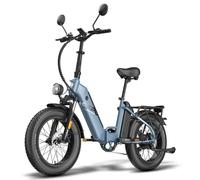 Fatbike E-Bike pour hommes & femmes | 20 pouces vélo pliant | 48V 12Ah*2 batterie | 65N.m moteur, capacité de charge 150kg | 170KM EBike vélos pliants vélo électrique bleu