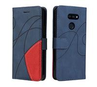 Fatcatparadise Coque pour LG K40S, Etui en Cuir PU Portefeuille Housse Fermeture Magnétique und Flip Protection Case avec Antichoc TPU, Etui à Rabat, Fentes pour Cartes (Bleu)