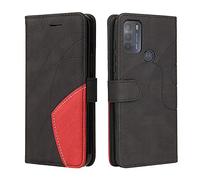 Fatcatparadise Coque pour Motorola Moto G50, Etui en Cuir PU Portefeuille Housse Fermeture Magnétique und Flip Protection Case avec Antichoc TPU, Etui à Rabat, Fentes pour Cartes (Le Noir)