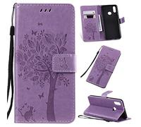 Fatcatparadise Coque pour Samsung Galaxy A10S/M01S, Etui Samsung A10S/M01S, Antichoc TPU Housse Cuir Flip Case Portefeuille Etui Rabat [Magnétique] Coque de Protection Fentes pour Cartes (Lavanda)
