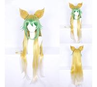Fate Apocrypha Atalanta Cosplay Perruque pour femme 100 cm de long cheveux synthétiques raides résistants à la chaleur Vert Jaune Fête costumée