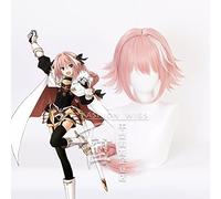 Fate Grand Order Astolfo Perruque longue tresse rose FGO + bonnet de perruque synthétique pour Halloween, fête d'Halloween
