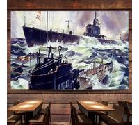 Fate of the USS Sculpin Flag Banner Wall Chart Canvas Painting WW II Military Historical Posters & Prints Wall Art Decoration Tapisserie pour chambre, salle de classe, maison, chambre à coucher, 96,5