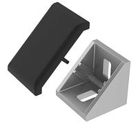 Fath Équerre d'angle I 30 x 30 cm avec capuchon de recouvrement + matériel de fixation pour profilés en aluminium et éléments de surface avec rainure 6, zinc moulé sous pression