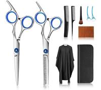FATHBOOD Kit Ciseaux de Coiffure,10 Pcs en Acier Inoxydable Amincissants Professionnels pour Coiffeur/Salon/Maison/Hommes/Femmes/Enfants/Adultes Ensembles, JDF10P