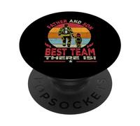 Father and Son Firefighter Best Team There is Fathers Day PopSockets PopGrip Adhésif