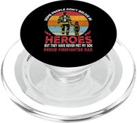 Father and Son Heroes Proud Firefighter Dad Fathers Day PopSockets PopGrip pour MagSafe