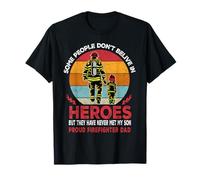 Father and Son Heroes Proud Firefighter Dad Fathers Day T-Shirt
