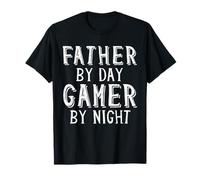 Father by Day Gamer by Night Geek Nerd Gaming Dad Gamers T-Shirt