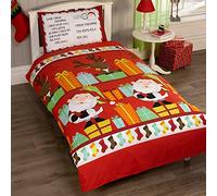Father Christmas Kids - Parure de lit avec Housse Motif Père Noël avec Housse de Couette et 2 taies d'oreiller, Multicolore, Multicolore, Simple