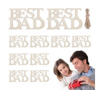 Father Day Crafts - Wooden Material 12cm Size, Wooden Dad Signs, Paintable | Hanging Set, Unfinished Wood, DIY Dad Decor For Birthday Party, Home Decoration, Man Cave