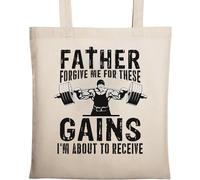 Father Forgive Me for These Gains I'm About to Receive Sac fourre-tout en coton écologique naturel Beige