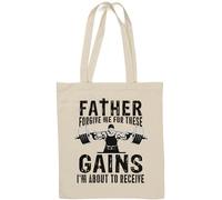 Father Forgive Me for These Gains I'm About to Receive Sac fourre-tout en coton naturel Blanc