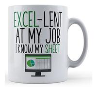 Father Fox - Excel-Lent at My Job, Know My Sheet - Tasse cadeau humoristique pour collègue de travail sur les tableurs, Céramique, 33 cl