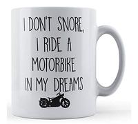 Father Fox - Mug humoristique en céramique avec inscription « Motorbike, Biker, I Don't Snore, I Ride Motorcycle in Dreams »