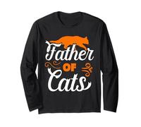 Father of Cats Shirt Cat Dad Daddy Funny Life Fathers Day Manche Longue