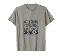 Fatherhood Powered by Late Night Snacks Dad Humour T-Shirt
