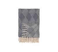 AltoBuy FATHIA - Plaid 130x180cm Bleu et Beige à Motifs Losanges