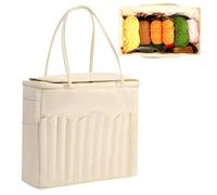 fatiaou Organiseur de sac au crochet - Sac de rangement spacieux et portable en toile, sac de voyage à tricoter et à crochet | pour accessoires, outils, crochets, débutants, travaux manuels