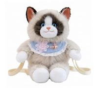 Faticenic Sac à dos pour animaux en peluche marron clair, bavoir en dentelle en peluche pour chat Ragdoll