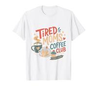 Fatigué Moms Coffee Club Cat Mom Funny Coffee Lover T-Shirt Graphique avec Valeur
