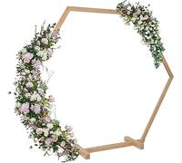 FATIVO Arche de Mariage en Bois: Arc Hexagonal de Fleur Arc de Ballons Anniversaire Photo de Fleur Cérémonie Décoration du Mariage Photographie Fête - 245x210cm