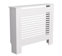 FATIVO Cache Radiateur Blanc en Bois MDF: Grille Design Étagère Mural Horizontal - Couvre Chauffage Maison - Taille Interne 100×71×17.3cm