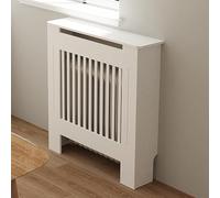 FATIVO Cache-radiateur haut - En bois à lamelles verticales - 101 x 78 x 19 cm - Blanc - En MDF laqué - Style maison de campagne - Pour chambre à coucher, salon, bureau