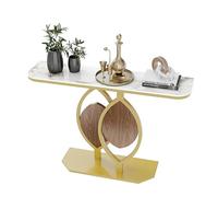 FATIVO Console Meuble Entrée Marbre: Table Console Scandinave Doré Meuble d’Entrée Bout de Canapé Table d’Entree pour Couloir Salon - 120x30x78cm Jade Doré