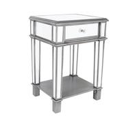 Fativo Luxury Glass Mirrored End Table with Drawer Nightstand Nightstand