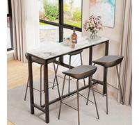 FATIVO Table Bar Haute Cuisine en Marbre: 120x40x105cm Table à Manger Jade Blanc en Métal, Table Bistrot Extérieur en Pierre Fritté, Mange Debout Rectangulaire pour Restaurant, Café