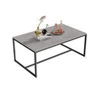 FATIVO Table Basse Marbre de Salon: Table Café Industrielle Rectangulaire Design Table Basse Noir Moderne Scantinave en Pierre Frittée Grand Plateau pour Salon Bureau Café - Gris 100x60x43cm