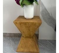 FATIVO Table d’Appoint Design Bois: Bout de Canapé de Salon Carré Béton Léger à 2 Niveaux Guéridon Style Moderne Table de Chevet Rangement pour Salon Bureau Chambre - 46x30x30cm