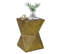 FATIVO Table d’Appoint Design Bois: Bout de Canapé de Salon Carré Béton Léger à 2 Niveaux Guéridon Style Moderne Table de Chevet Rangement pour Salon Bureau Chambre - 45x31x31cm