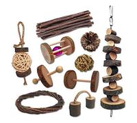 Fatiya 10 Pcs Naturel Petits Animaux de Compagnie Jouets ¨¤ Croquer,Jouets de Bois pour Petits Animaux pour Lapin, Hamster, Souris,Gerbille, Cochon d'Inde (Naturel)