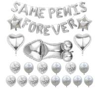 Fatiya Ensemble de ballons argentés pour enterrement de vie de jeune fille, bannière en aluminium avec ballons cœur et étoile, décorations de fête de fiançailles pour toile de fond