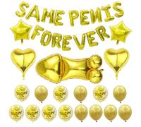 Fatiya Ensemble de ballons dorés pour enterrement de vie de jeune fille, bannière en aluminium avec ballons cœur et étoile, décorations de fête de fiançailles pour toile de fond