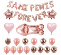 Fatiya Ensemble de ballons or rose pour enterrement de vie de jeune fille, bannière de lettres en aluminium avec ballons cœur et étoile, décorations de fête de fiançailles pour toile de fond