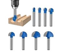 Fatiya Jeu de 8 fraises bois carbure monobloc rondes queue 1/4 po double cannelure diamètres 1/4 5/16 3/8 1/2 5/8 3/4 7/8 1 po
