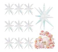 Fatiya Lot de 10 ballons en forme d'étoile irisée de 55,9 cm, 12 pointes en aluminium Starburst - Décoration de fête pour anniversaire, mariage, Noël, toile de fond