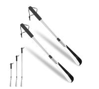 Fatiya Lot de 2 chausse-pieds extensibles à long manche pour personnes âgées, réglable de 40,6 cm à 78,7 cm, en acier inoxydable, outil d'aide pour déplacer les personnes gênantes, Noir , 16"/41 cm