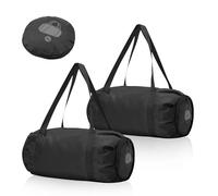Fatiya Lot de 2 sacs de sport de voyage pliables de 48,3 x 27,9 cm, 25 L, sacs de sport imperméables pour homme et femme, sac à main de week-end pour fitness, camping, gym, week-end, Noir